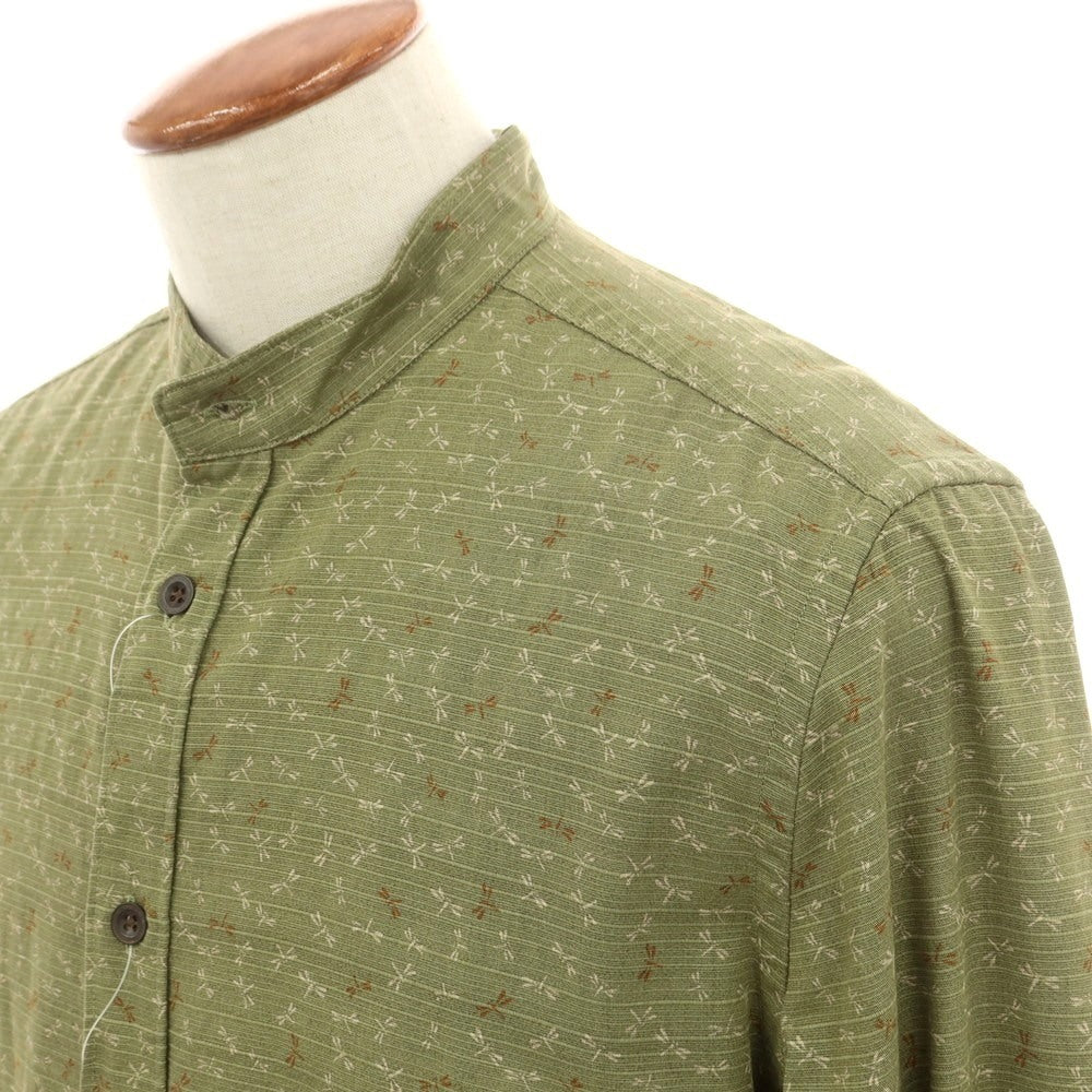 【新品】グランシャツ Glanshirt コットン バンドカラー カジュアルシャツ グリーン系【 40 】【 状態ランクN 】【 メンズ 】