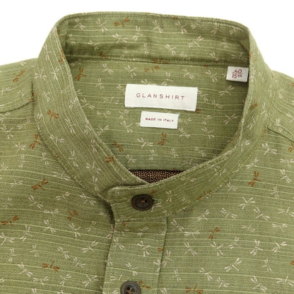 【新品】グランシャツ Glanshirt コットン バンドカラー カジュアルシャツ グリーン系【 40 】【 状態ランクN 】【 メンズ 】