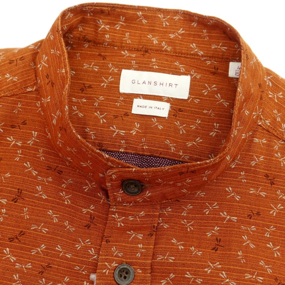 【新品】グランシャツ Glanshirt コットン バンドカラー  カジュアルシャツ オレンジブラウン系【 40 】【 状態ランクN 】【 メンズ 】[EPD]