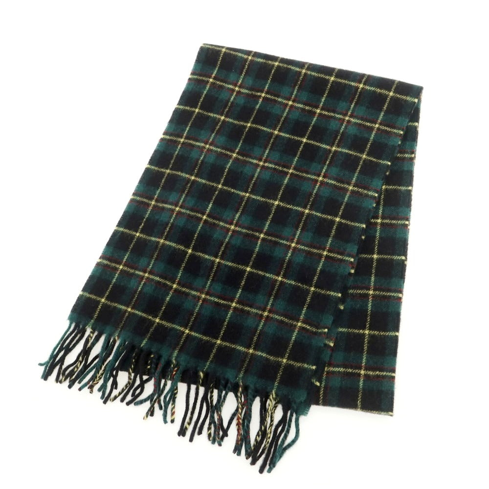 【新品】ドレイクス DRAKES ウール チェック マフラー グリーンxブラック【 状態ランクN 】【 メンズ 】
