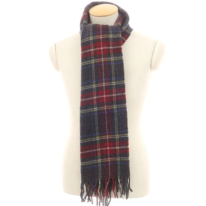 【新品】ドレイクス DRAKES ウール チェック マフラー グレーxレッド【 状態ランクN 】【 メンズ 】