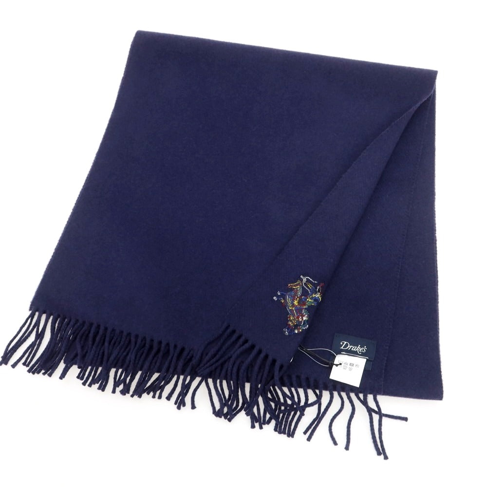 【新品】ドレイクス DRAKES ウールカシミヤ マフラー ネイビー【 状態ランクN 】【 メンズ 】