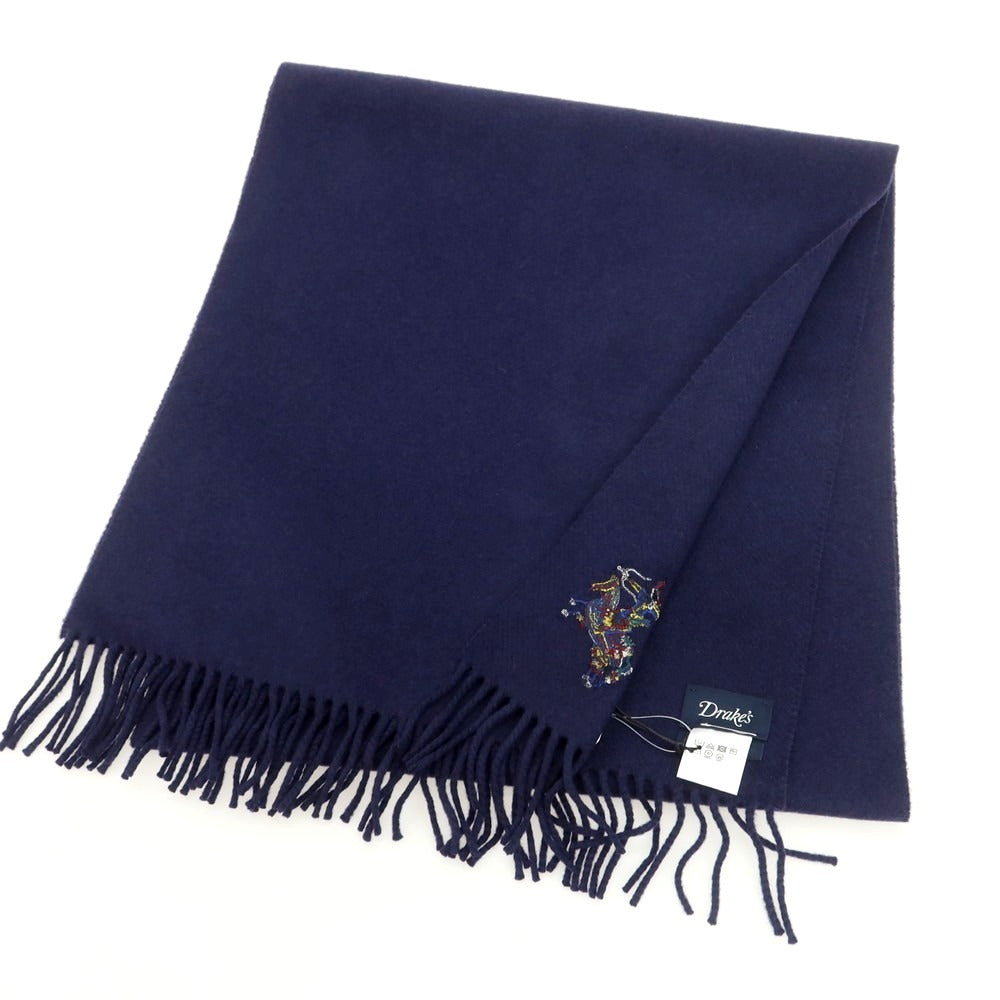 【新品】ドレイクス DRAKES ウールカシミヤ マフラー ネイビー【 状態ランクN 】【 メンズ 】