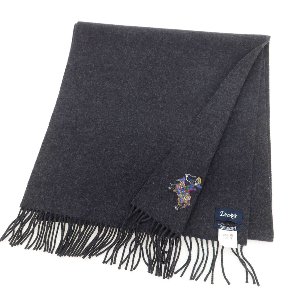 【新品】ドレイクス DRAKES ウールカシミヤ マフラー チャコールグレー【 状態ランクN 】【 メンズ 】