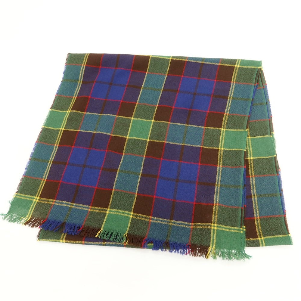 【新品】ドレイクス DRAKES ウール チェック ストール グリーンxブルー【 状態ランクN 】【 メンズ 】