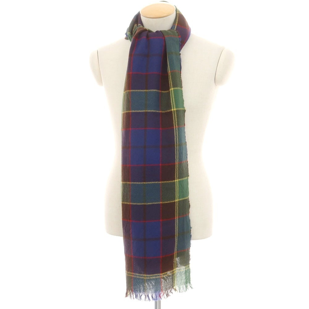 【新品】ドレイクス DRAKES ウール チェック ストール グリーンxブルー【 状態ランクN 】【 メンズ 】
