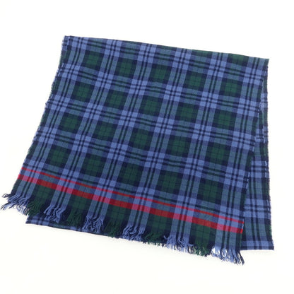 【新品】ドレイクス DRAKES ウール チェック ストール ブルーxグリーン系【 状態ランクN 】【 メンズ 】