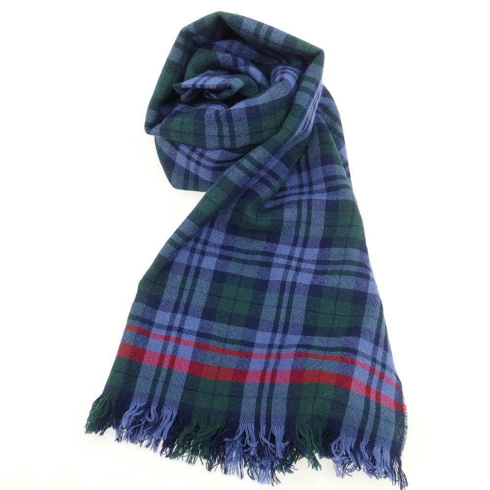 【新品】ドレイクス DRAKES ウール チェック ストール ブルーxグリーン系【 状態ランクN 】【 メンズ 】