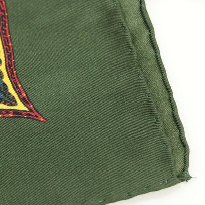【新品】ドレイクス DRAKES シルク ペイズリー柄 ポケットチーフ ダークグリーンxマルチカラー【 状態ランクN 】【 メンズ 】
