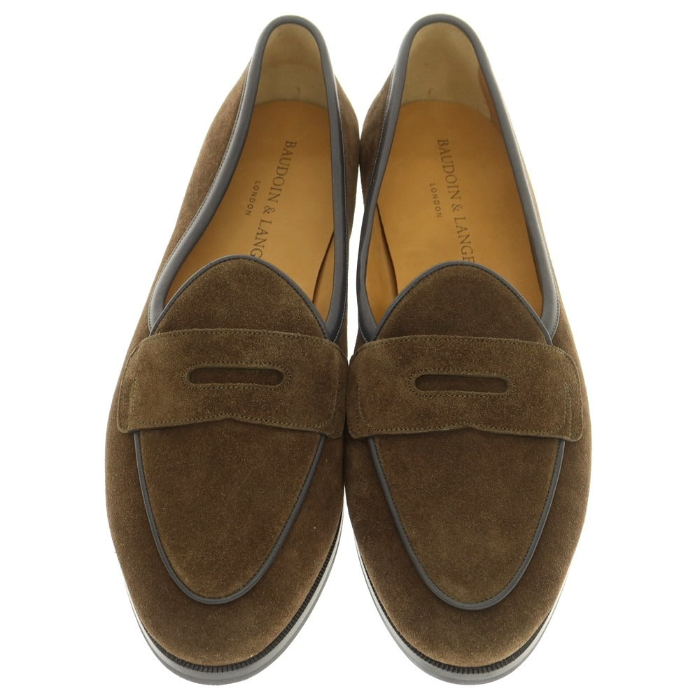 [New] Baudoin &amp;amp; Lange Lamb Leather Suede Coin Loafers Belgian Shoes Khaki [42] [Condition Rank N] [Men&
