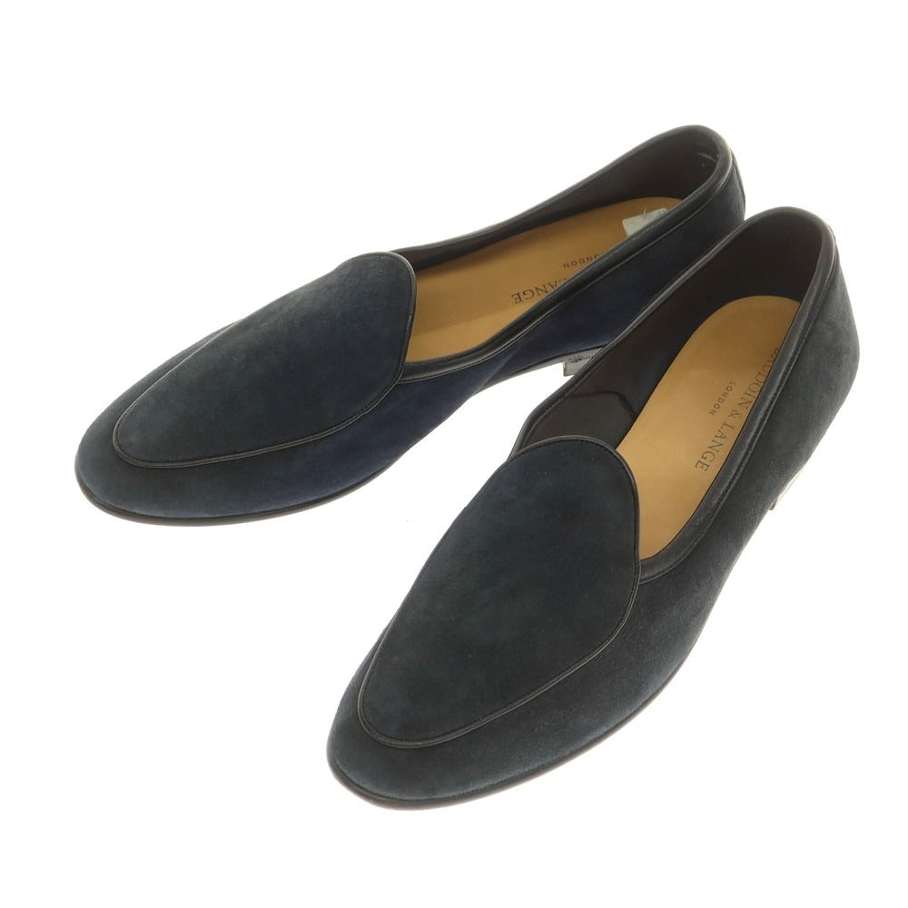 【中古】ボードインアンドランジ Baudoin &amp; Lange ラムレザースエード ローファー ベルジャンシューズ ネイビー【 42 】【 状態ランクB 】【 メンズ 】