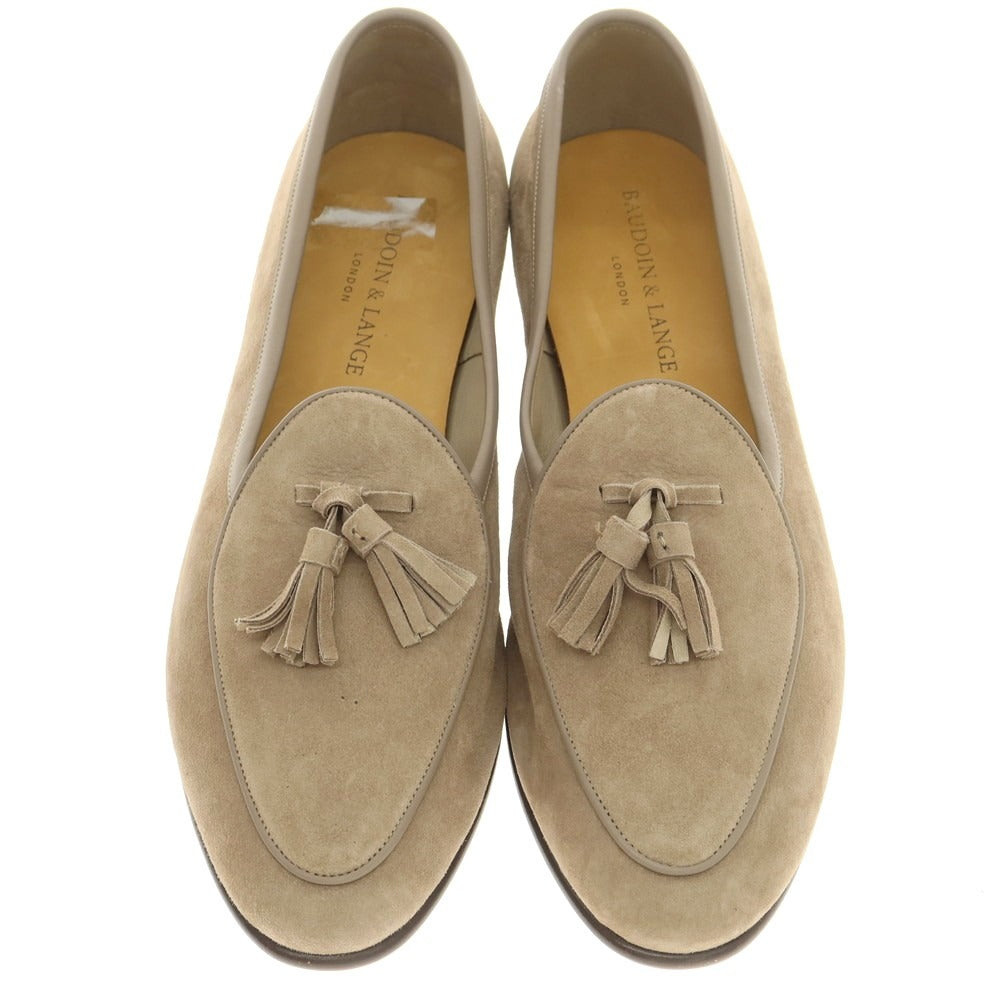 [New Outlet] Baudoin &amp;amp; Lange Lamb Leather Suede Tassel Loafers Belgian Shoes Greige [41] [Condition Rank N-] [Men&