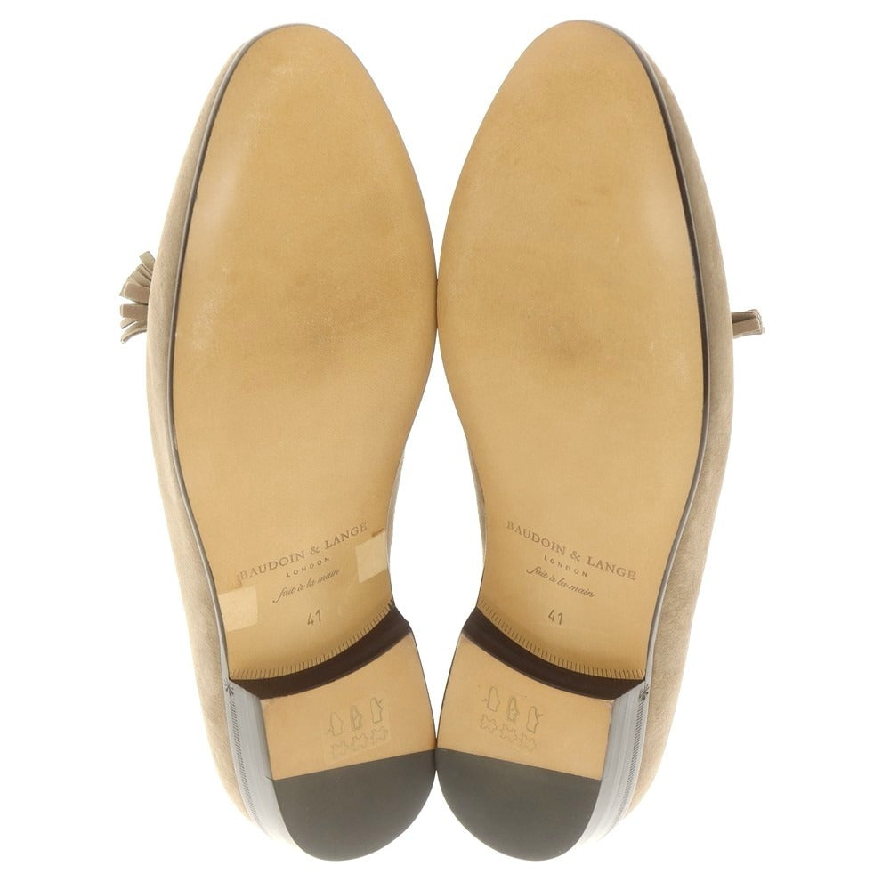 [New Outlet] Baudoin &amp;amp; Lange Lamb Leather Suede Tassel Loafers Belgian Shoes Greige [41] [Condition Rank N-] [Men&