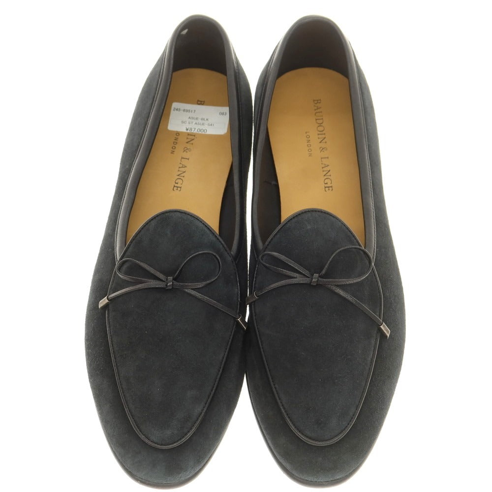 [New Outlet] Baudoin &amp;amp; Lange Lamb Leather Suede Ribbon Loafers Belgian Shoes Obsidian Black [41] [Condition Rank N-] [Men&
