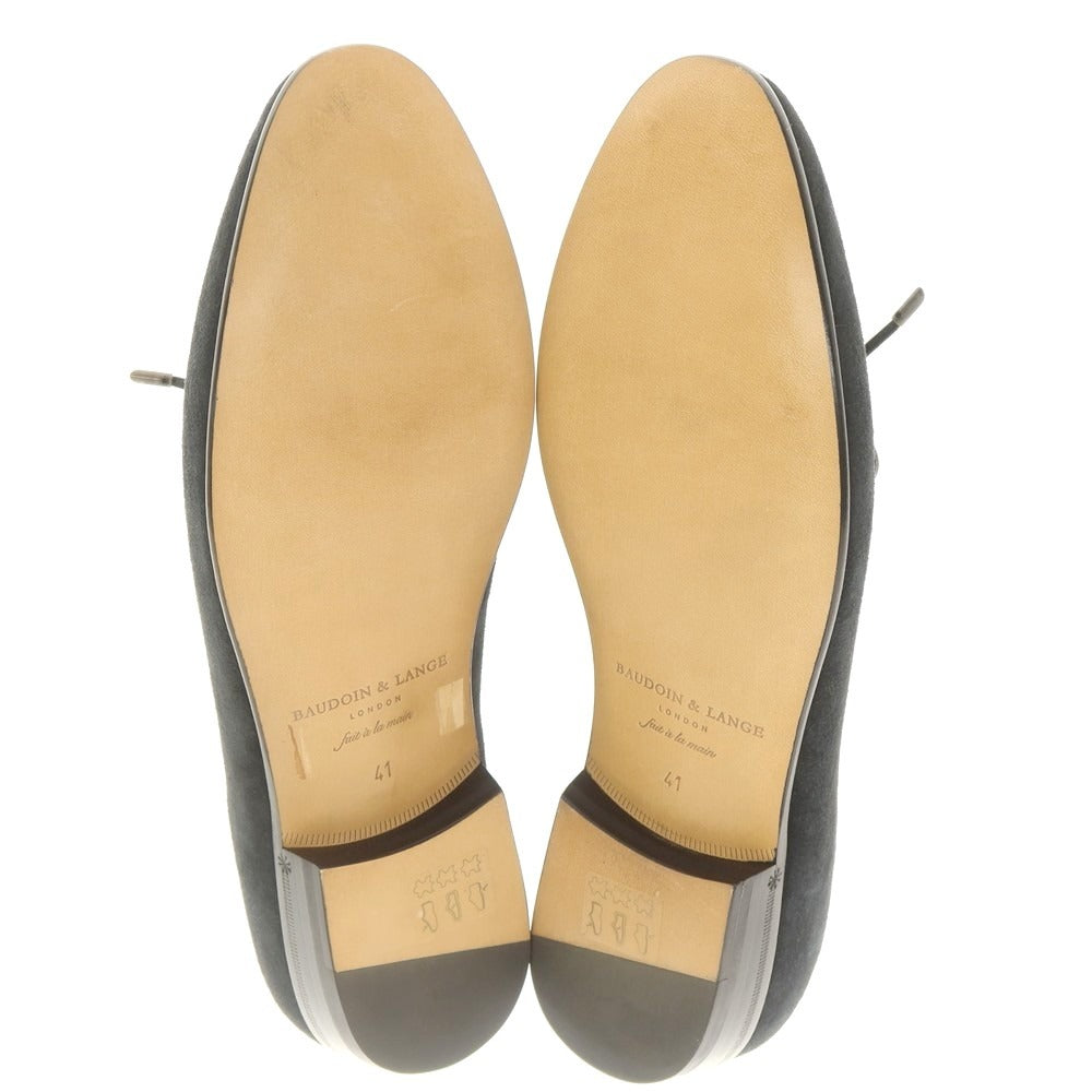 [New Outlet] Baudoin &amp;amp; Lange Lamb Leather Suede Ribbon Loafers Belgian Shoes Obsidian Black [41] [Condition Rank N-] [Men&