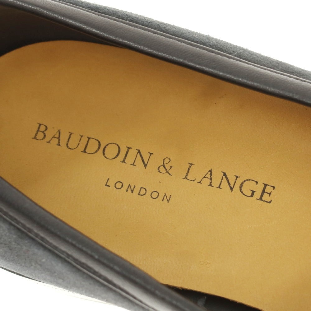 [New Outlet] Baudoin &amp;amp; Lange Lamb Leather Suede Ribbon Loafers Belgian Shoes Obsidian Black [41] [Condition Rank N-] [Men&