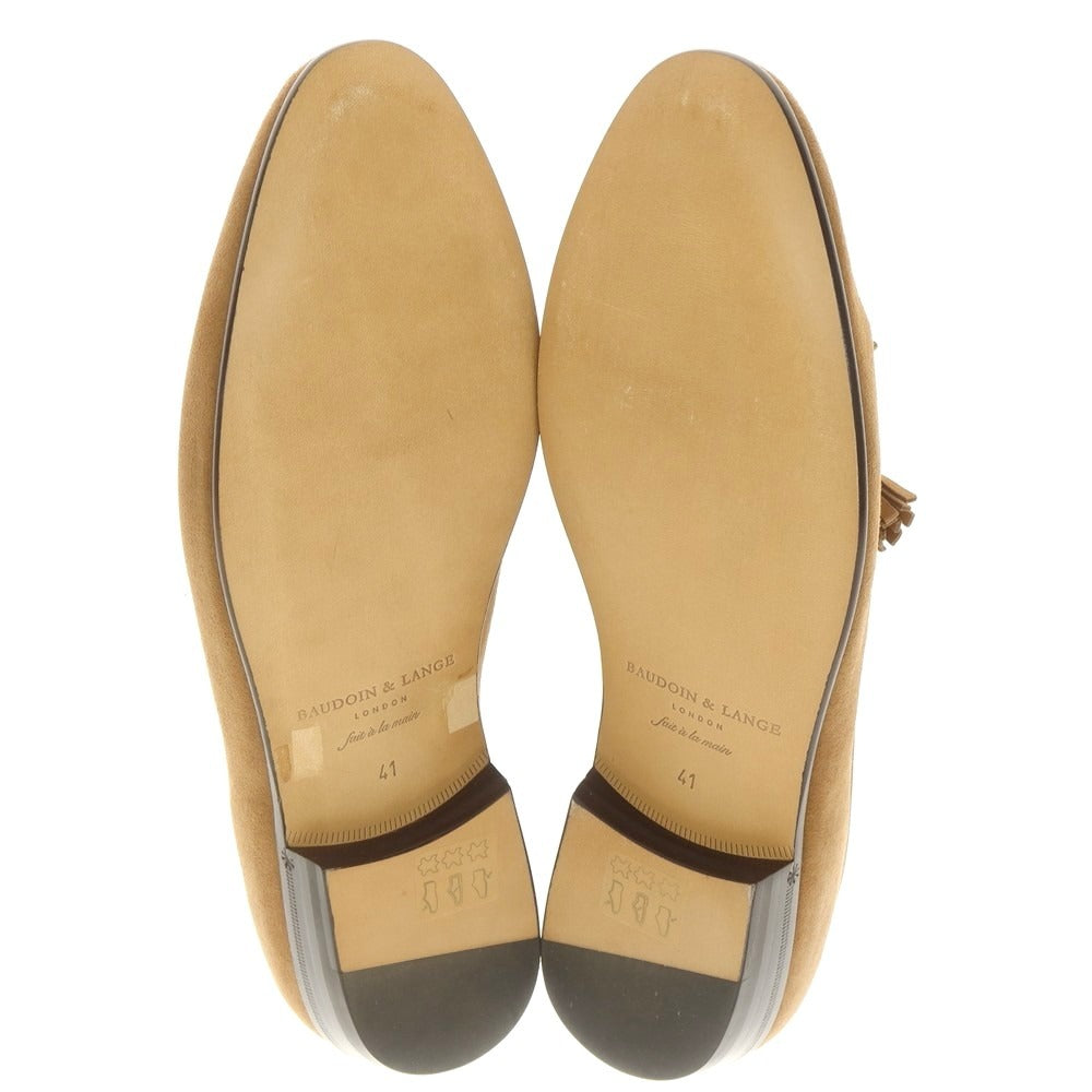 [New Outlet] Baudoin &amp;amp; Lange Lamb Leather Suede Tassel Loafers Belgian Shoes Light Brown [41] [Condition Rank N-] [Men&