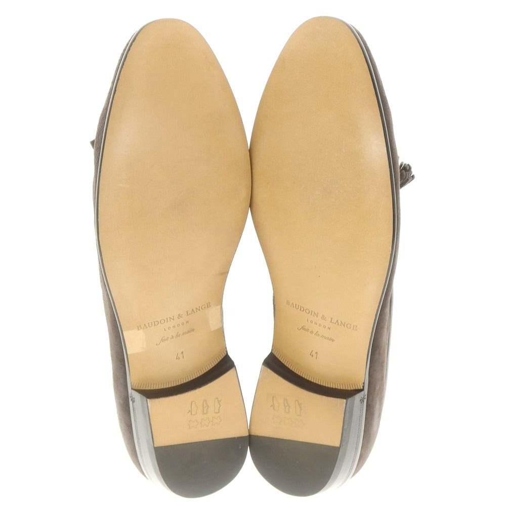 [New Outlet] Baudoin &amp;amp; Lange Lamb Leather Suede Tassel Loafers Belgian Shoes Dark Grey [41] [Condition Rank N-] [Men&
