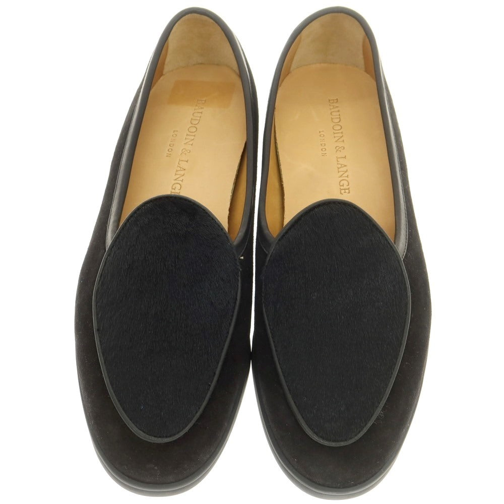 [New outlet] Baudoin &amp;amp; Lange suede x pony slip-on Belgian shoes, black [40] [Condition rank N-] [Men&