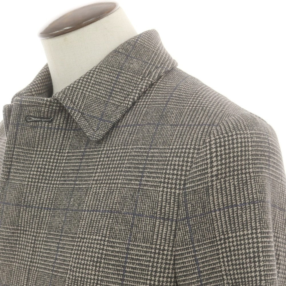 【中古】チルコロ1901 CIRCOLO 1901 コットン ジャージー チェック ステンカラーコート グレーxベージュ【サイズ50】【 状態ランクB 】【 メンズ 】[DPD]