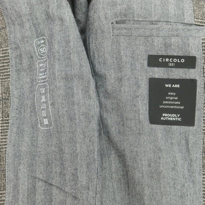 【中古】チルコロ1901 CIRCOLO 1901 コットン ジャージー チェック ステンカラーコート グレーxベージュ【 50 】【 状態ランクB 】【 メンズ 】