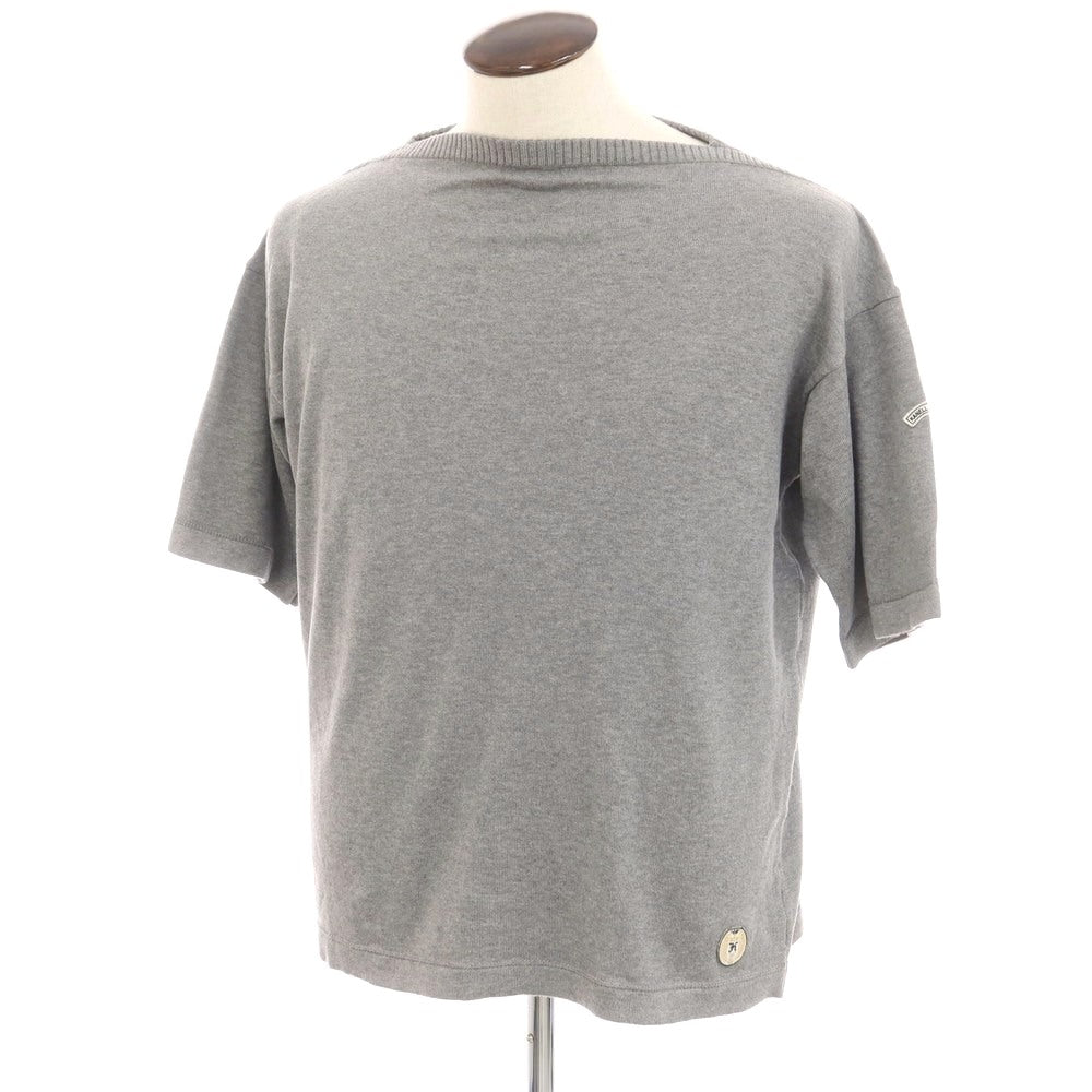 [Used] KANELL High gauge cotton boat neck short sleeve pullover knit gray [L] [Condition rank B] [Men&