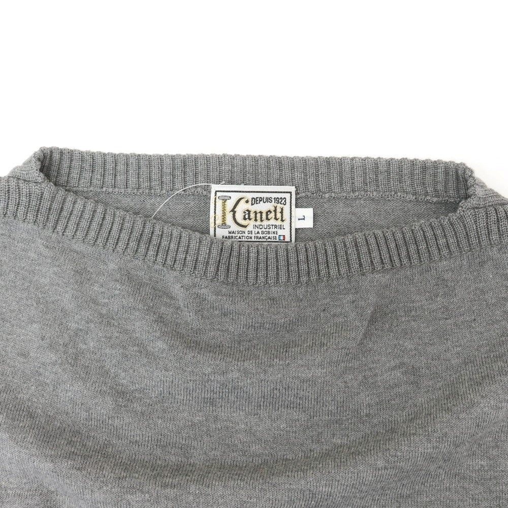 [Used] KANELL High gauge cotton boat neck short sleeve pullover knit gray [L] [Condition rank B] [Men&