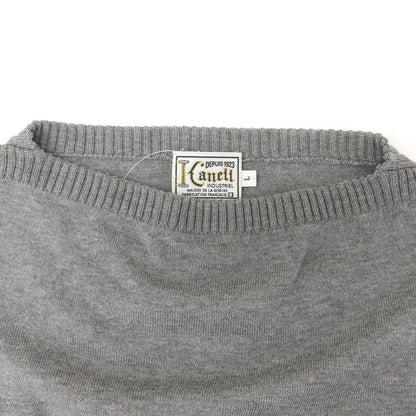 [Used] KANELL High gauge cotton boat neck short sleeve pullover knit gray [L] [Condition rank B] [Men&