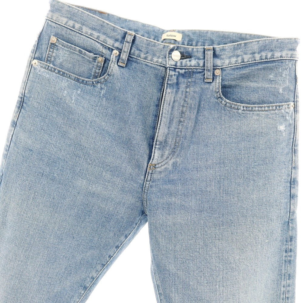 [Used] FOLLOW Distressed Stretch Cotton Jeans Denim Pants Light Blue [32] [Condition Rank C] [Men&