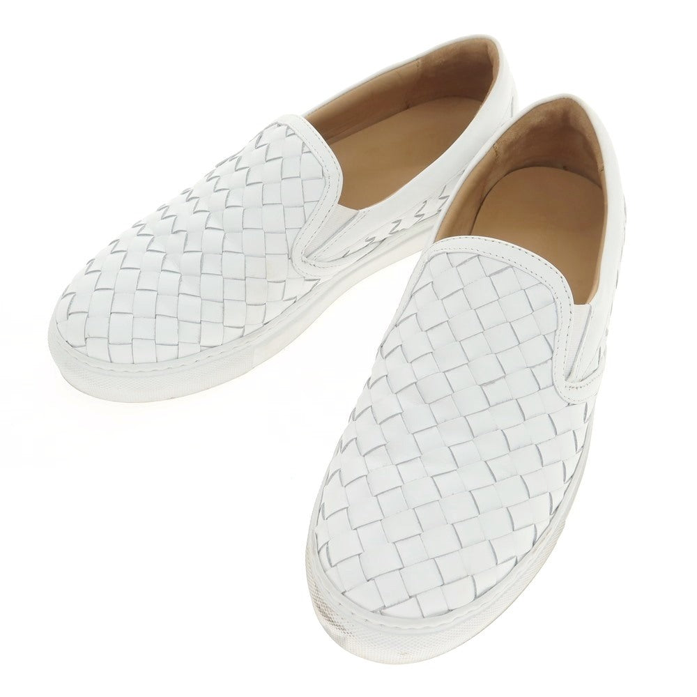 [Used] Barneys New York BARNEYS NEWYORK Intrecciato leather slip-on sneakers White [42] [Condition rank B] [Men&