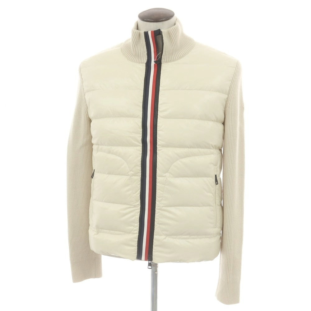 【中古】モンクレール MONCLER ニット ダブルジップ ダウンジャケット アイボリーxベージュ【 L 】【 状態ランクB 】【 メンズ 】
