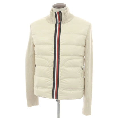 【中古】モンクレール MONCLER ニット ダブルジップ ダウンジャケット アイボリーxベージュ【 L 】【 状態ランクB 】【 メンズ 】