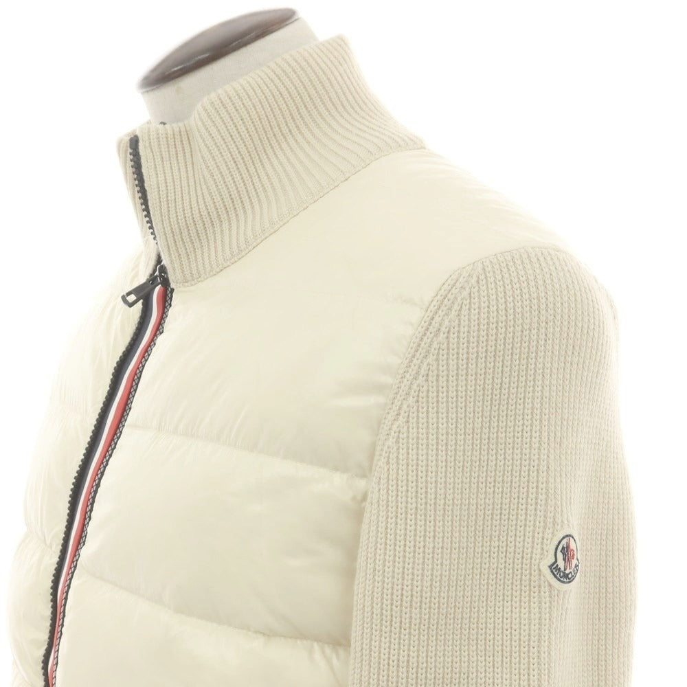 【中古】モンクレール MONCLER ニット ダブルジップ ダウンジャケット アイボリーxベージュ【 L 】【 状態ランクB 】【 メンズ 】