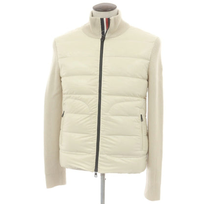 【中古】モンクレール MONCLER ニット ダブルジップ ダウンジャケット アイボリーxベージュ【 L 】【 状態ランクB 】【 メンズ 】