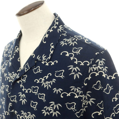 【中古】ヤコブコーエン JACOB COHEN コットン オープンカラー 半袖シャツ ネイビーxベージュ【 XL 】【 状態ランクA 】【 メンズ 】