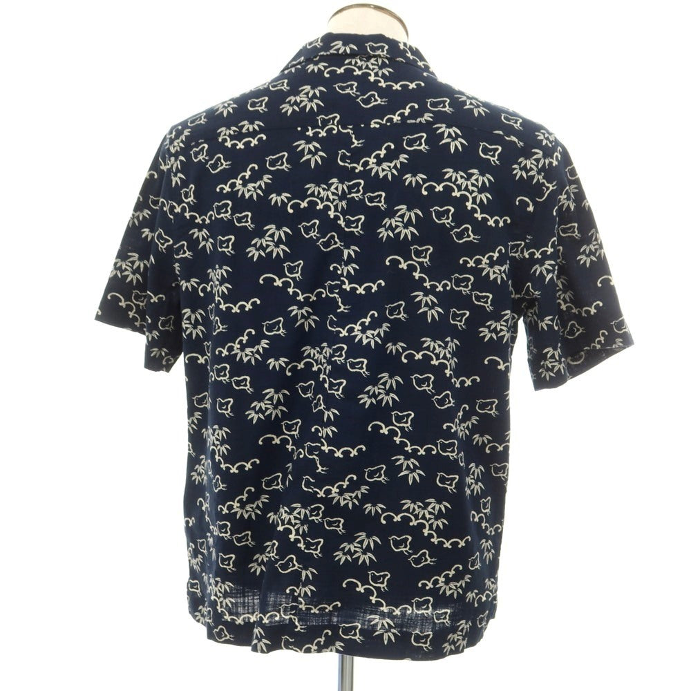 【中古】ヤコブコーエン JACOB COHEN コットン オープンカラー 半袖シャツ ネイビーxベージュ【 XL 】【 状態ランクA 】【 メンズ 】