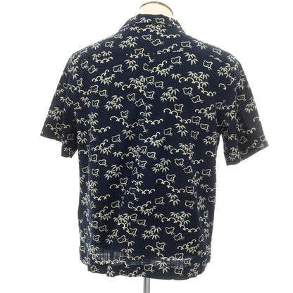 【中古】ヤコブコーエン JACOB COHEN コットン オープンカラー 半袖シャツ ネイビーxベージュ【 XL 】【 状態ランクA 】【 メンズ 】