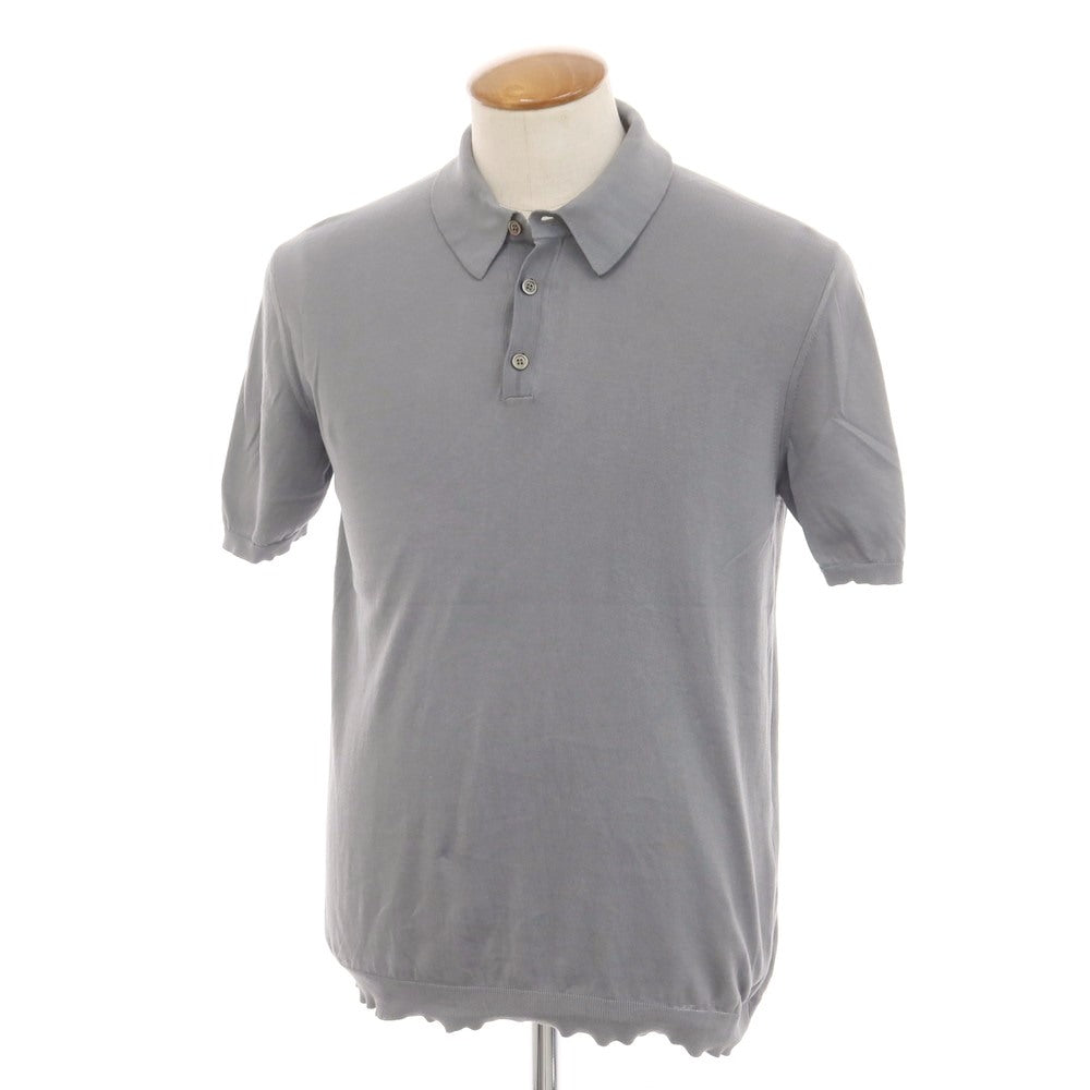 【中古】ロベルトコリーナ ROBERTO COLLINA ハイゲージ コットン 半袖 ポロニット グレー【 48 】【 状態ランクB 】【 メンズ 】