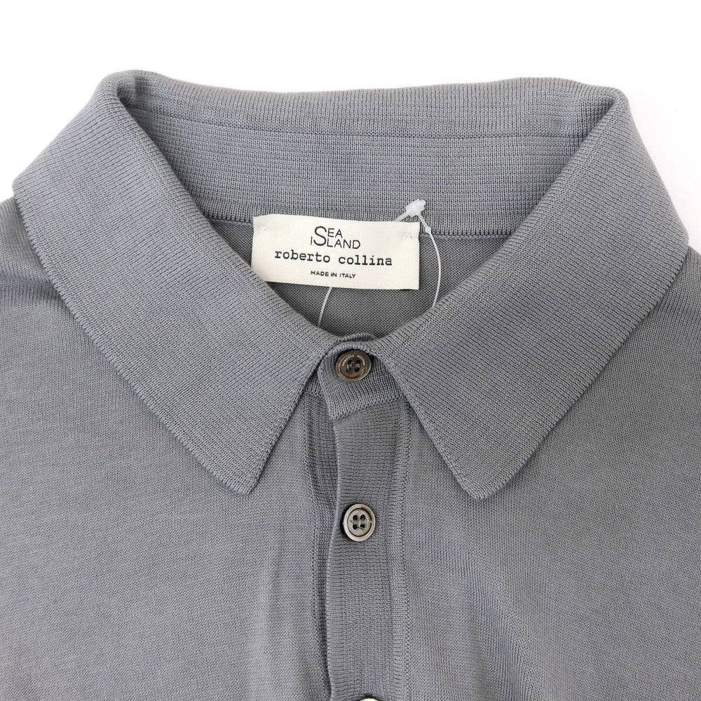 【中古】ロベルトコリーナ ROBERTO COLLINA ハイゲージ コットン 半袖 ポロニット グレー【 48 】【 状態ランクB 】【 メンズ 】