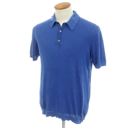 【中古】ロベルトコリーナ ROBERTO COLLINA ハイゲージ コットン 半袖 ポロニット ブルー【 48 】【 状態ランクC 】【 メンズ 】 [APD]