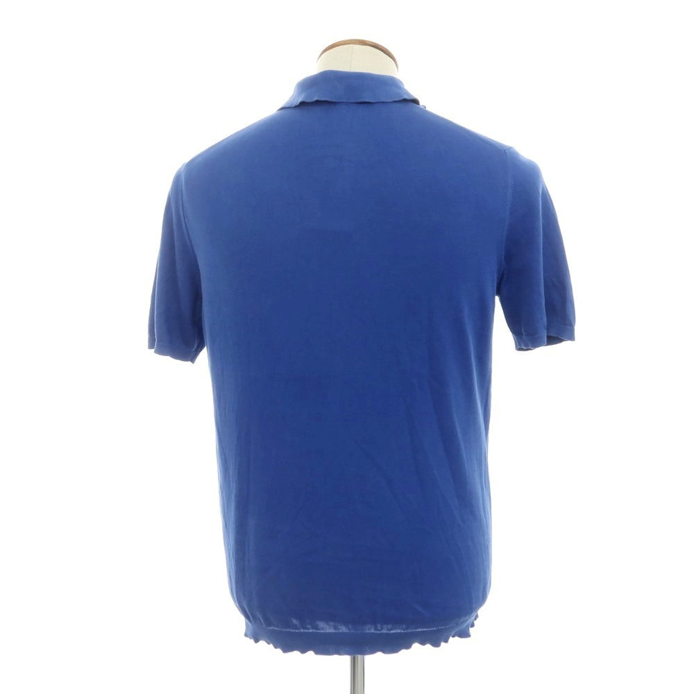 【中古】ロベルトコリーナ ROBERTO COLLINA ハイゲージ コットン 半袖 ポロニット ブルー【サイズ48】【 状態ランクC 】【 メンズ 】[EPD]