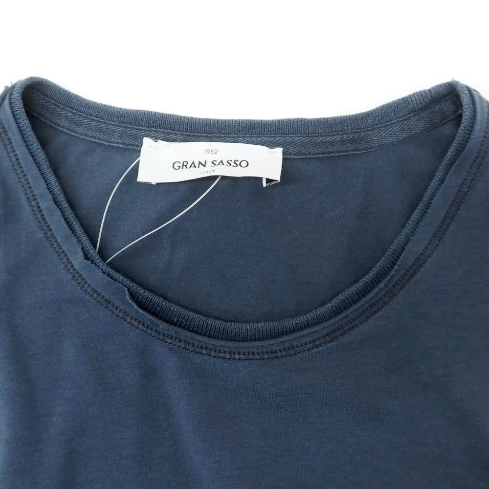 [Used] GRAN SASSO Stretch Cotton Crew Neck Pocket Short Sleeve T-Shirt Navy [46] [Condition Rank B] [Men&