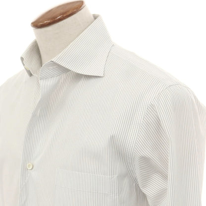 [Used] SHIPS Cotton Stripe Wide Collar Dress Shirt White x Black [40] [Condition Rank C] [Men&