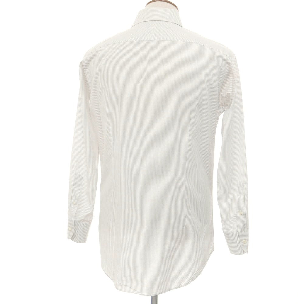 [Used] SHIPS Cotton Stripe Wide Collar Dress Shirt White x Black [40] [Condition Rank C] [Men&