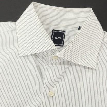 [Used] SHIPS Cotton Stripe Wide Collar Dress Shirt White x Black [40] [Condition Rank C] [Men&