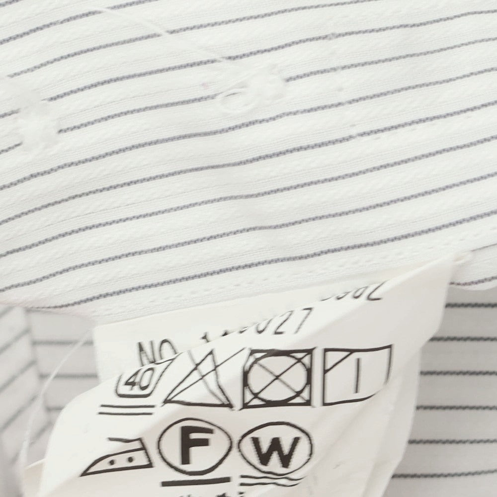 [Used] SHIPS Cotton Stripe Wide Collar Dress Shirt White x Black [40] [Condition Rank C] [Men&