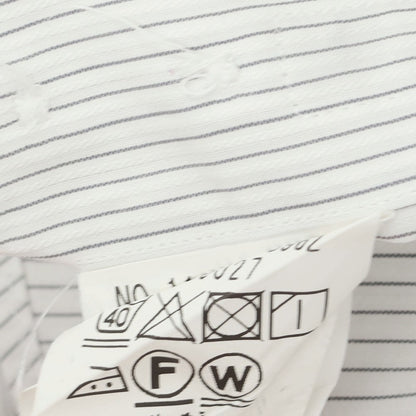 [Used] SHIPS Cotton Stripe Wide Collar Dress Shirt White x Black [40] [Condition Rank C] [Men&