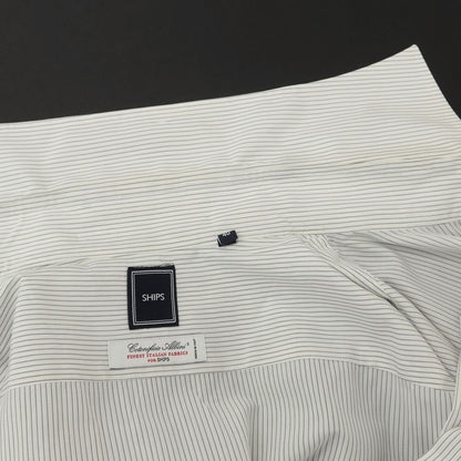[Used] SHIPS Cotton Stripe Wide Collar Dress Shirt White x Black [40] [Condition Rank C] [Men&