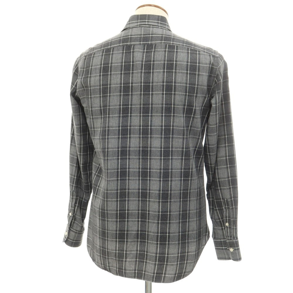 [Used] GIANGI Cotton Check Horizontal Collar Casual Shirt Gray x White [40] [Condition Rank B] [Men&