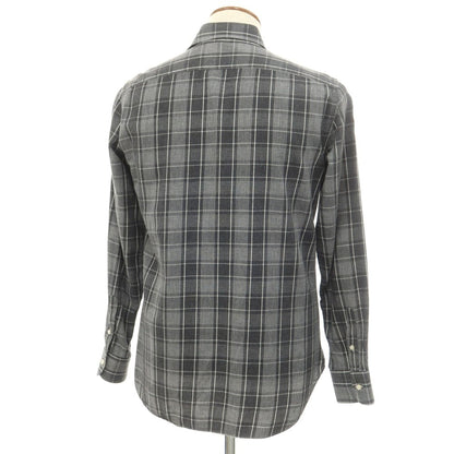 [Used] GIANGI Cotton Check Horizontal Collar Casual Shirt Gray x White [40] [Condition Rank B] [Men&